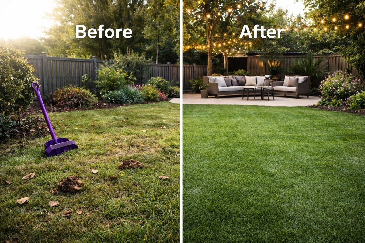 Before and after yard transformation